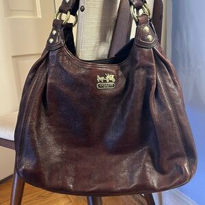 brown coach leather tote bag